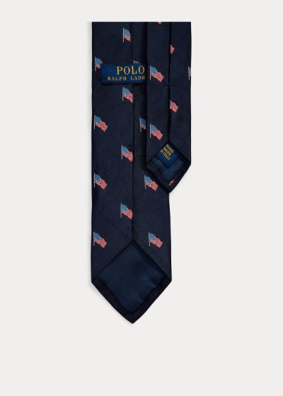 Men's Polo Ralph Lauren American Flag Silk Narrow Ties | 829316UOQ